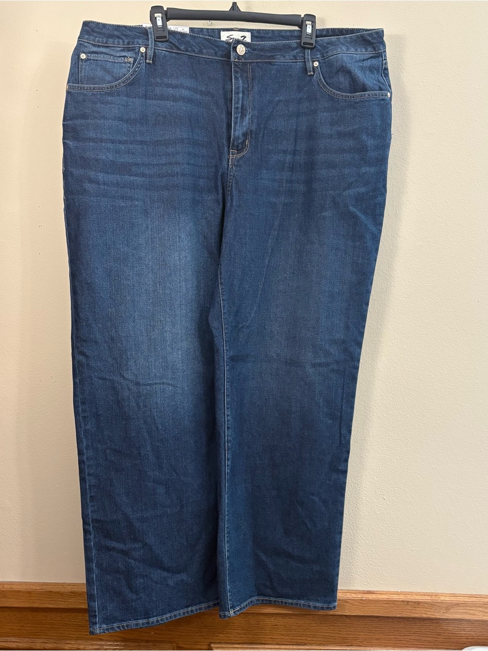 Seven7 loose straight leg high rise jeans women’s 20W blue